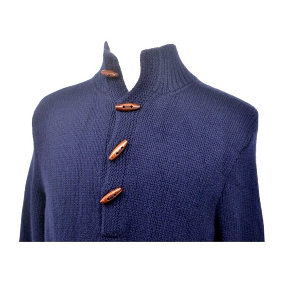 POLO RALPH LAUREN Men's 100% Wool Shawl Collar‎ Sweater SIZE LARGE Wooden Toggle - Picture 3 of 5